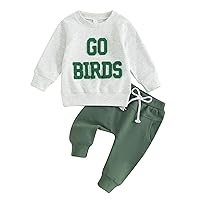 Toddler Baby Boy Football Outfit Sundays Are for The Birds Eagles Sweatshirt Top Jogger Pants Set Game Day Clothes