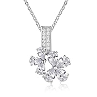 Simulated Diamond Flower Pendant Necklace Set (PSTX5027CPR_CZ)