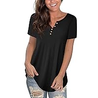 Cute Tops for Women,Casual Solid Zipper Tunic Shirts Fashion Long Sleeve V-Neck Button Decorate Blouse Tees