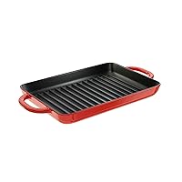 Lodge Enamel Cast Iron Grill Pan, 12.5” x 8” (Red)