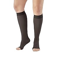 AW Style 201 Medical Support Open Toe 20-30 mmHg Firm Compression Knee High Stockings Black Medium