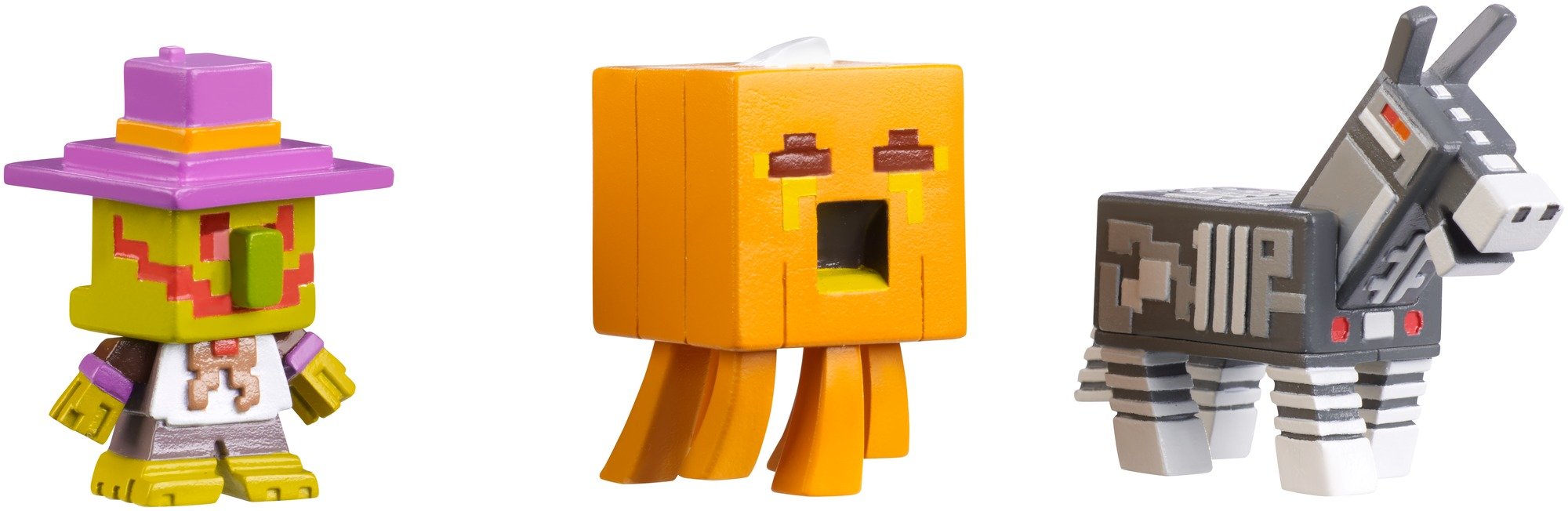 Minecraft Halloween Series Action Figure (3 Pack) - Village Watcher, Pumpkin Ghast & Robot Donkey