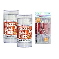 Onyx Professional Cracked Heel Repair Balm Stick (2 Pack) Dry Cracked Feet Treatment, Orange Scent & Ingrown Toenail Kit with Toenail Clippers & Double-Ended Cuticle Pusher