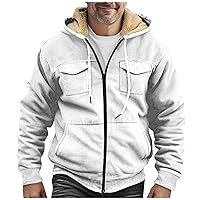 Winter Jacket Men Sherpa Fleece Lined Hoodies for Men Zip Up Winter Warm Coat Outdoor Workout Sweatshirt for Men