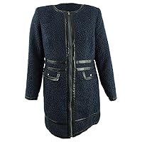 City Chic Women's Plus Size Boucle Fitted Coat with Pu Trim Detail