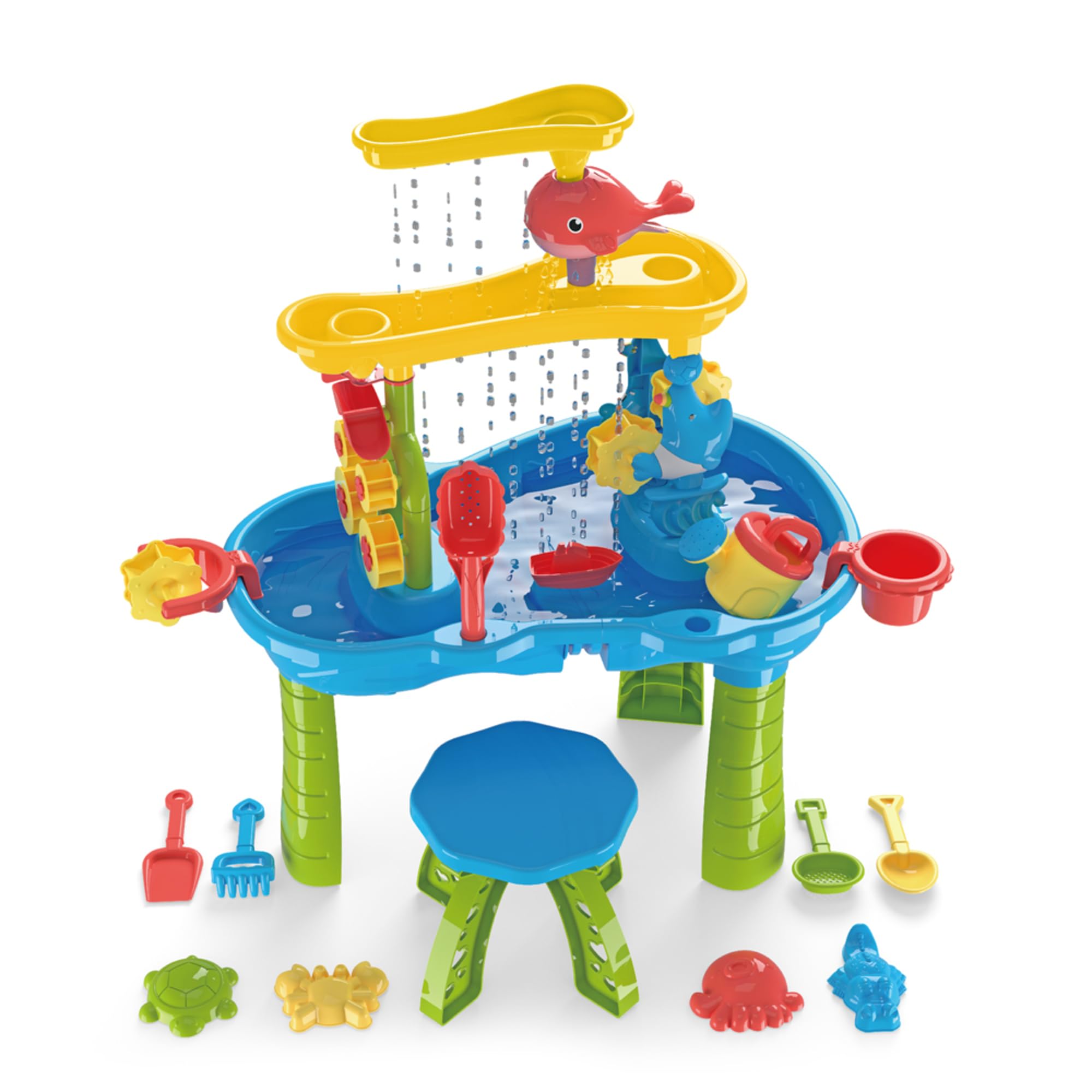 Trimate Toddler Sensory Sand and Water 3 Tier Table with Chair | Indoor & Outdoor Water and Sand Summer Beach Toys and Play Table for Kids | Backyard Sand and Water Table for Kids