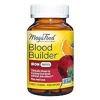MegaFood Blood Builder Minis - Iron Supplement Shown to Increase Iron Levels Without Nausea or Constipation - Energy Support with Iron, Vitamin B12, and Folic Acid - Vegan - 72 Tabs (36 Servings)
