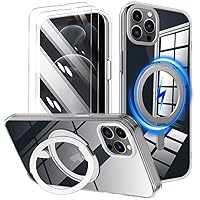 STERKER 360° Rotatable Ring for iPhone 12 Pro Max Case Clear [Compatible with Magnetic][2Pcs Screen Protector] with Stand, Magnetic Ring Holder Slim Case for iPhone 12 Pro Max 6.7