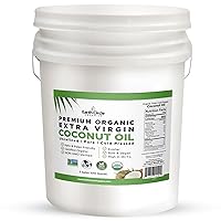 Earth Circle Organics Premium Ultra-Pure UNREFINED Cold Pressed Organic Extra Virgin Coconut Oil - Gluten-Free, Keto & Paleo Friendly - Pure Oil for Skin & Hair Care, Cooking, Baking & More - 5 Gallon