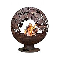 Esschert Design FF1013 Leaf Fire Sphere, Rust Metal Finish - Large