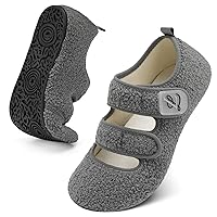 LeIsfIt House Slippers for Women Men Wide Diabetic Slippers Adjustable Barefoot House Shoes Soft Slipper Socks with Rubber Sole