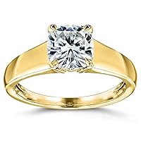 Kobelli Cushion Cut Lab Grown Diamond Solitaire Engagement Ring 14k Gold (EF/VS)