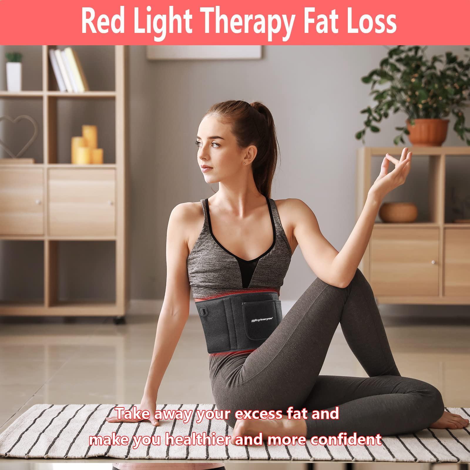 Shyineyou Red Light Therapy Belt,660nm＆850nm Infrared Light Therapy Wrap,Deep Red Light Therapy for Body for Lower Back Pain Relief