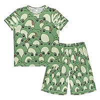 Boy's Summer Shorts Sets Cute Frog Hawaiian Shirt Sets Animals Kids Button Down Short Shirt & Pants 2 Pcs XS