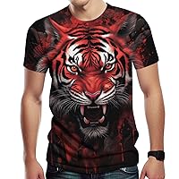 Men's Tiger Pattern T-Shirt Casual Graphic Short Sleeve Shirts