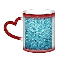 Color Changing Mug Blue Waves Squama Mermaid Scale Coffee Mug Ceramic Coffee Cups Creative Mug Coffee Magic Mugs Magic Tea Cup Mug