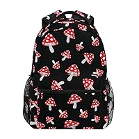 ALAZA Forest Mushrooms Black Backpack for Women Men,Travel Trip Casual Daypack College Bookbag Laptop Bag Work Business Shoulder Bag Fit for 14 Inch Laptop