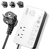 1200Watt Voltage Converter 220V to 110V for Any American Appliances such as Hair Dryer Straightener Curling Iron Coffee Maker, Step Down Transformer Travel Power Plug Adapter US to EU/UK/AU/Asia