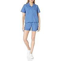 The Drop Women's Kayla Boxy Short Sleeve Cargo Pocket Poplin Shirt