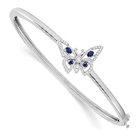 14k White Gold Sapphire and Diamond Butterfly Bangle - 7