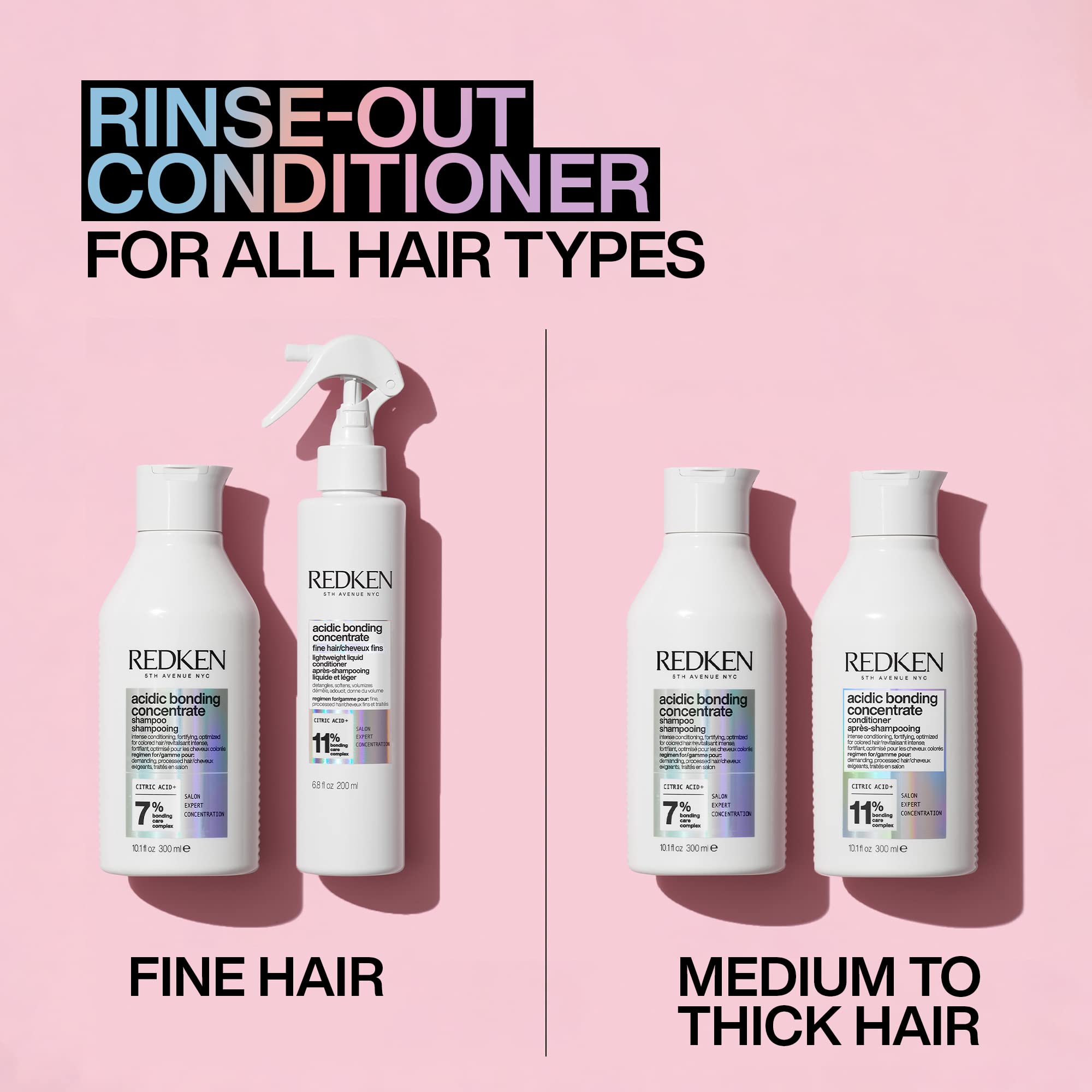 Redken Bonding Lightweight Liquid Conditioner for Damaged Hair Repair | Volumize & Condition | Acidic Bonding Concentrate | Sulfate-Free Spray Conditioner | For Fine or Thin Hair