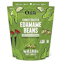 The Only Bean Edamame Dry Roasted Edamame Beans Snack (Wasabi Soy Sauce), Wasabi Peas Alternative, Asian Japanese Snacks, Healthy High Protein Snacks, Low Carb, Gluten Free, 4oz (Pack of 3)