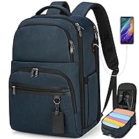 NUBILY Laptop Backpack 17 Inch Travel Backpacks for Men Women Waterproof Computer Backpack for Work TSA Friendly Carry on Backpack with USB Port, Blue