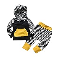 Skirt Set for Girls Striped Baby Long-Sleeved Boy Set Trousers Clothing Hoodie Blouse Shirt and (Black, 6-9 Months)