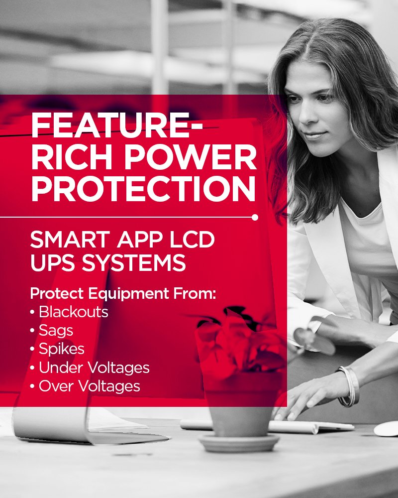 CyberPower OR500LCDRM1U Smart App LCD UPS, 500VA/300W, 6 Outlets, AVR, 1U Rackmount