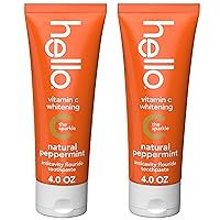 Vitamin C Whitening Toothpaste with Fluoride, Teeth Whitening Toothpaste for Adults, Helps Freshen Breath and Removes Surface Stains, SLS Free, Natural Peppermint Flavor, 4.0 oz Tube (Pack of 2)