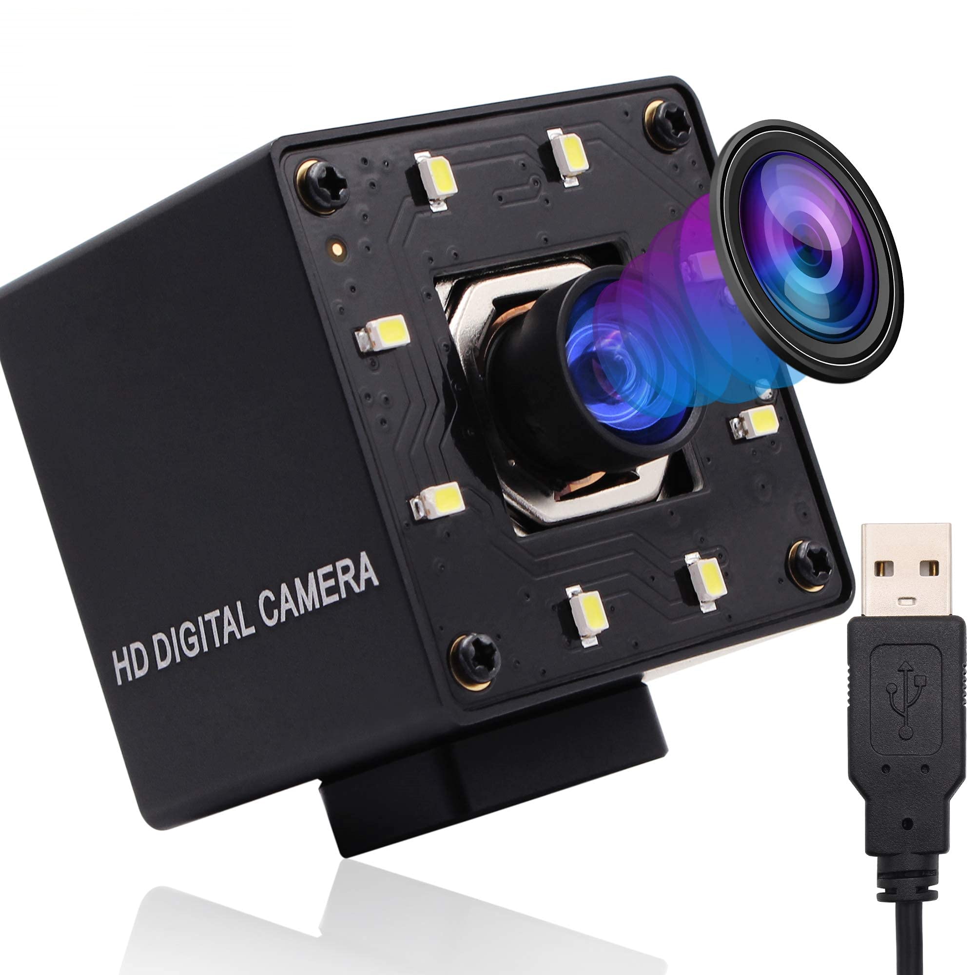 Webcamera_USB 4K Autofocus Webcam with Audio,Wide Angle 100 Degree No Distortions Lens 2160p Web Cam, IMX415 Camera Video Surveillance Webcamera Da...
