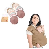 14 Pack Organic Nursing Breast Pads Baby Wrap Carrier - 3-Layers Washable Pads + Wash Bag - All in 1 Original Breathable Baby Sling -Breastfeeding Nipple Pad for Maternity