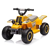 6V Kids Ride On Electric ATV, Ride Car with LED Headlights, Ride-On Toy for Toddlers 1-3 Boys & Girls with Music, Forward & Reverse (Yellow)