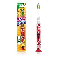 GUM - 202RK Crayola Timer Light Toothbrush (Single Toothbrush) Soft Bristle, Packaging May Vary