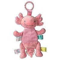 Taggies Baby Rattle with Crinkle Paper Activity Toy with Sensory Tags, 9-Inches, Lizzy Pink Axolotl