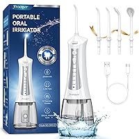 Water Flosser for Teeth Cordless, 300ML Powerful Water Teeth Cleaner Pick Rechargeable Oral Irrigator, 5 Modes Water Dental Flosser Teeth Pick for Teeth Cleaning,Home Use Travel Friendly (White)