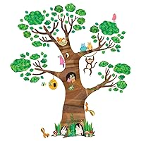 DECOWALL DL4-1709 XLarge Giant Tree and Animals Kids Wall Decals Wall Stickers (59x63 inch) Peel and Stick Removable Wall Stickers for Kids Nursery Bedroom Living Room