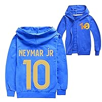 Child Lightweight Zip Up Hoodies Neymar JR Casual Sweatshirts Boys Girls Trendy Comfy Hooded Jacket for Football Fans