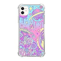 Psychedelic Trippy Phone Case Alien Art Visuals Colours Cover for iPhone 11, Abstract Hippie Aesthetic Art Case for Girls Boys Women Men, Unique Trendy TPU Bumper Cover Case for iPhone 11