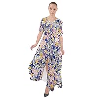 CowCow Womens Boho Tropical Sexy Dress Summer Floral Flowers Beach Split Maxi Dress