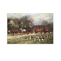 JamgeL Off to The Hunt! C1880s Victorian Fox Hunt Painting by Heywood, Hardy Canvas Wall Art Print Poster For Home School Office Decor Unframe 24x36inch(60x90cm)