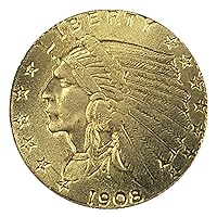 Antique Gold Coins 12 Years American Indian Head 2.5 Cent Gold Coins 1908~1915, 1926~1929 Metal Coin Plated Commemorative Coin Badge Medal for Collection Arts Gifts,1908