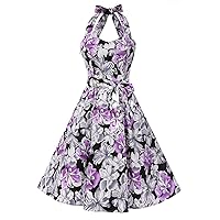 Topdress Women'sVintage Polka Audrey Dress 1950s Halter Retro Cocktail Dress