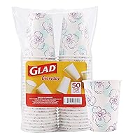 Glad Tabletop All Purpose Disposable Paper Cups with Purple Blue Flower Design for Everyday Use from, 12 Oz, 50 Count | Blue Flower Paper Cups, Floral Paper Drinking Cups
