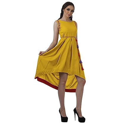 Moomaya Asymmetrical Top Women Midi Wrap Dress Sleeveless Casual Dress