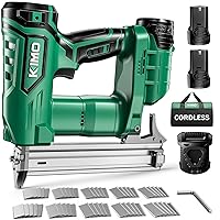 KIMO 18 Gauge Brad Nailer Cordless with 2 X 2.0 Batteries & Charger, Cordless Nail Gun w/Single & Contact Firing, Brad Nailer Battery Powered for Upholstery & Woodworking/Fence/worksite/Roofing