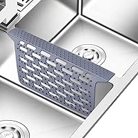 JUSTOGO Silicone Sink Divider Protector, Sink Saddle Kitchen Sink Mats Grid Accessory, 1 PCS Non-slip Strong Suction Sink Divider Mat Protectors for Farmhouse Stainless Steel Porcelain Sink （Grey)