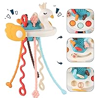 LZZAPJ Sensory Toys for Toddlers 1-3, Montessori Toys for 1 Year Old, Infant Swan Pull String Car Seat Toys for Travel, Teething Toys for Babies 6-12 Months First Birthday Gift for Baby.