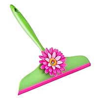 Flower Power Squeegee, Pink and Green, 9 inches, Space-Saving Hanging Hole for Quick-Drying