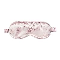 Silk Sleep Mask, Pink Marble (One Size) - 100% Pure Mulberry 22 Momme Silk Eye Mask - Comfortable Sleeping Mask with Elastic Band + Pure Silk Filler and Internal Liner